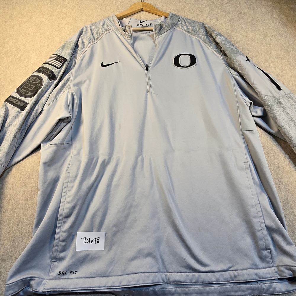 Nike Oregon Ducks Dri-FIT Quarter Zip Pullover Grey Topographic XXL Mens
